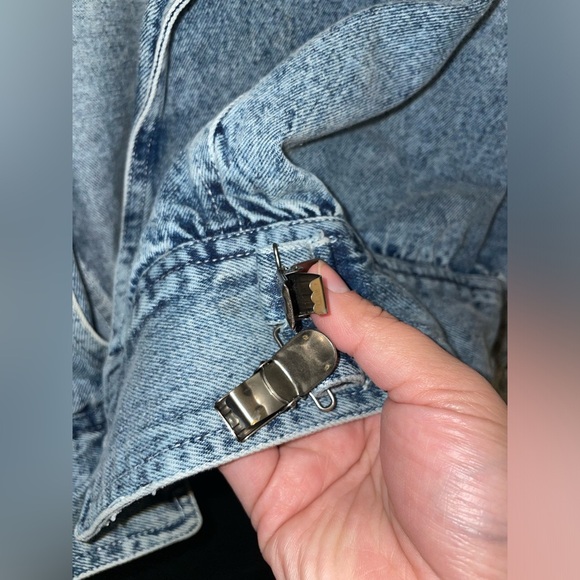 Vintage 80s Joni Blair Ruched Sleeve Cropped Denim Jacket - Picture 4 of 9